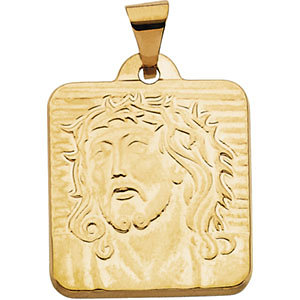 14K Face of Jesus Pendant Square