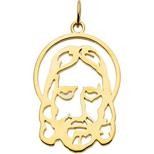14KT Silhouetted Face of Jesus Pendant
