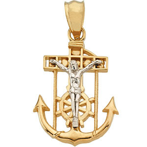 14K Gold Mariners Cross Pendant