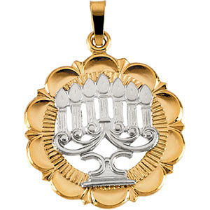 14K Gold Menorah Pendant 23x21 mm