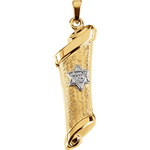 14K Gold Mezuzah Pendant Hollow 34x12 mm