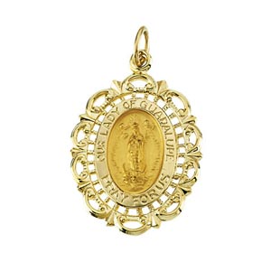 14K Gold Our Lady of Guadalupe Medal 21.5x15 mm