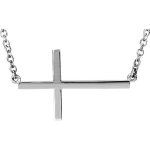 Sterling Silver Sideways Cross Necklace