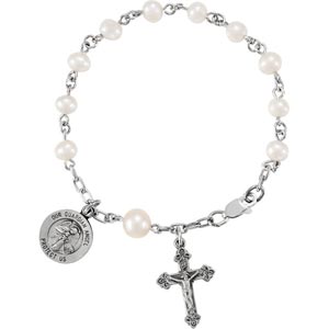 Silver Childrens Rosary Bracelet