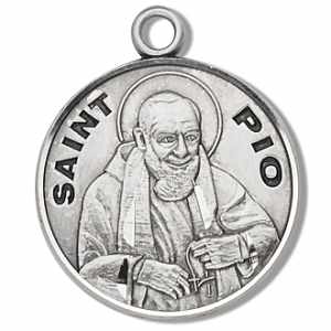 Silver St Padre Pio Medal Round