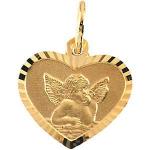 14K Gold Angel Medal Heart 7x8 mm