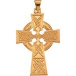 14K Gold Celtic Cross Pendant 38x22 mm