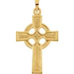 14K Gold Celtic Cross Pendant 23x16 mm