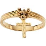 14K Gold Cross Dangle Ring