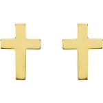 14K Gold Cross Earrings 10x6 mm