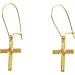 14K Gold Cross Earrings 13x10 mm