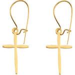 14K Gold Cross Earrings 17x11 mm