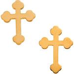 14K Gold Cross Earrings 11x8 mm