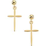 14K Gold Cross Earrings w/Ball 17x11 mm