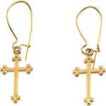 14K Gold Cross Earrings 14x9 mm