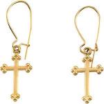 14K Gold Cross Earrings 14x9 mm