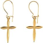 14K Gold Cross Earrings 18x13 mm