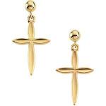 14K Gold Cross Earrings w/Ball 18x13 mm