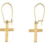 14K Gold Cross Heart Earrings