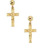 14K Gold Crucifix Earrings w/Ball