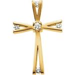 14K Diamond Cross Pendant 0.08 ctw