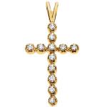 14K Diamond Cross Pendant 0.18 ctw