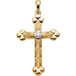 14KTT Diamond Cross Pendant 1/10 ctw