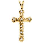 14K Diamond Cross Pendant 0.07 ctw