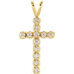 14K Diamond Cross Pendant 1/8 ctw