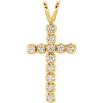 14K Diamond Cross Pendant 1/8 ctw