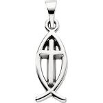 Sterling Silver Fish with Cross Pendant