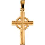 14K Gold Celtic Cross Pendant 19x13 mm