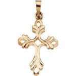 14K Gold Cross Pendant 19.5x15 mm