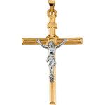 14KTT Gold Crucifix Pendant 35.5x24 mm