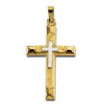 14K Gold Cross Pendant Hollow 20.5x14 mm