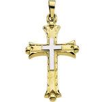 14K Gold Cross Pendant Hollow 25.5x18 mm