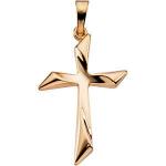 14K Gold Cross Pendant Hollow 18.5x13 mm