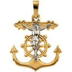 14K Gold Mariners Crucifix Pendant 17x19 mm