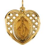 14K Gold Heart Miraculous Medal 21x20 mm