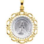 14K Two Tone Gold Miraculous Medal 25x21 mm