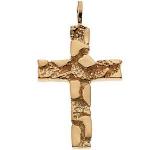 14K Gold Nugget Cross Pendant 27x18 mm