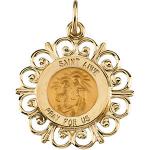 14K Gold St Anne Medal Filagree