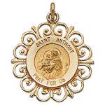 14K Gold St Anthony Medal Filagree