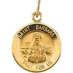 14K Gold St Barbara Medal Round