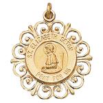 14K Gold St Elizabeth Ann Seton Medal Filagree