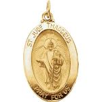 14K Gold St Jude Thaddeus Medal Oval