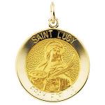14K Gold St Lucy Medal Round