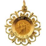 14K Gold St Luke Medal Filagree