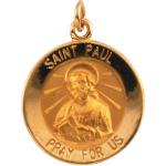 14K Gold St Paul the Apostle Medal Round