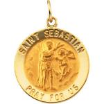 14K Gold St Sebastian Medal Round